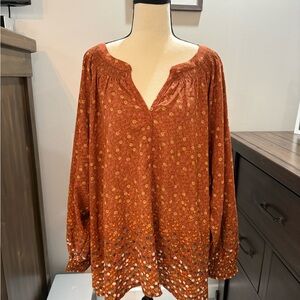 NWT Belk Boho Elegant Burnt Orange Women's Blouse